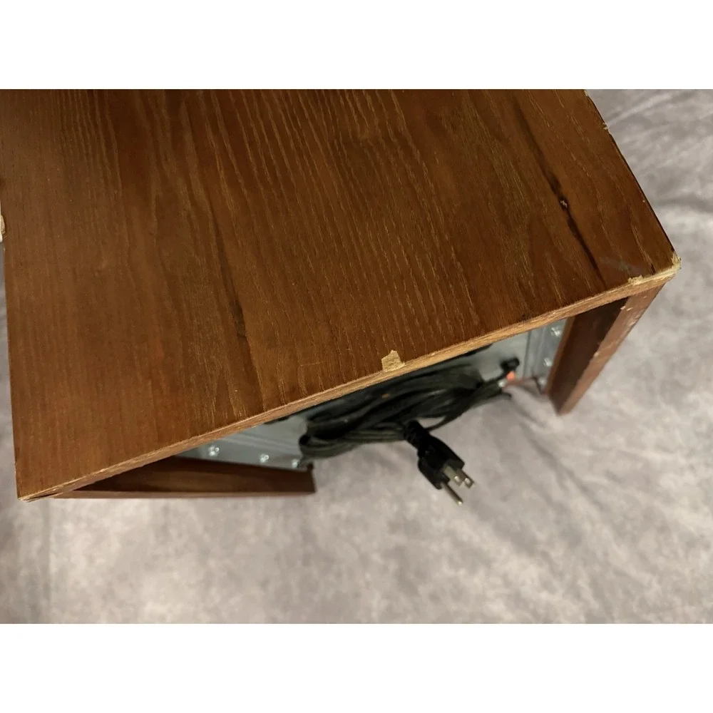 Electric Portable Space Heater, Brown Wood Cabinet, Digital Display, Timer, 120V